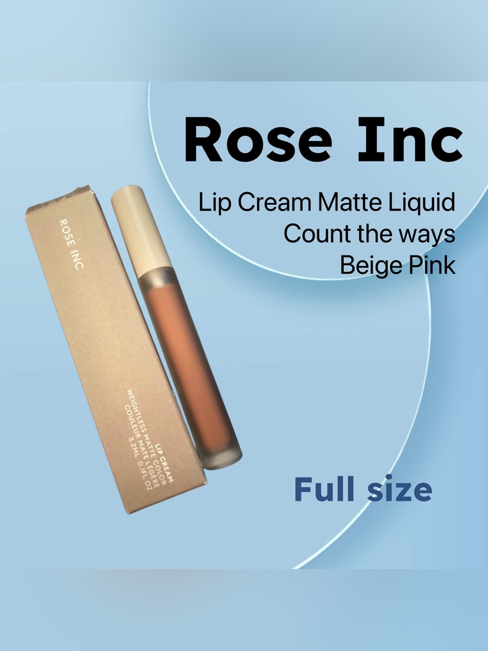 RARE🇺🇸🆕📦NIB ROSE INC |FULL | Beige Pink Cream Matte Liquid Lipstick